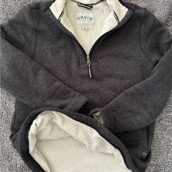 #209 Orvis Sherpa Lined Fleece Sweater Mens small Pullover 1/4 Zip Classic. - Picture 11 of 11